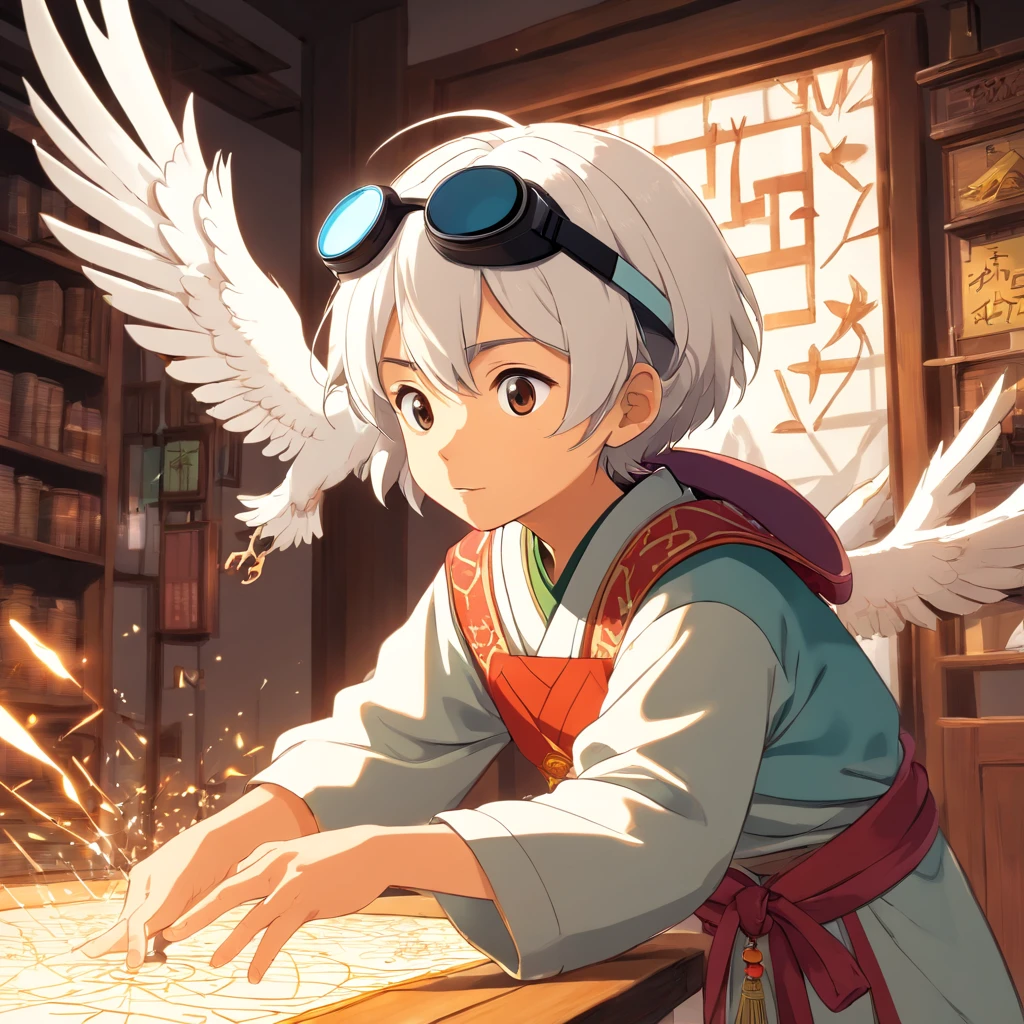 (White background:1.4),(Boy wears VR，Control the drone to fly，AR drawing cartoon characters，Take pictures to record it。Oriental elements)，(Chinese illustration:1.3，paper art:1.3, Quilted paper art:1.2),( reasonable design, Clear lines, High sharpness,Best quality, Very detailed, Masterpiece, movie light effect, 4K )