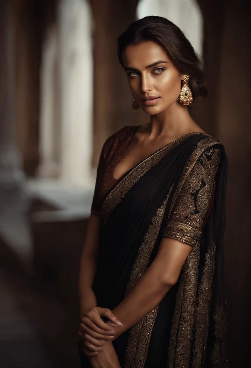 Irina Shayk in Indian black saree