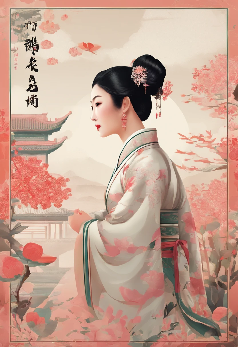 Light summer,Lingxiaohua,cricket,Traditional Chinese garden,A woman standing next to a flower in Hanfu,Landscape of people