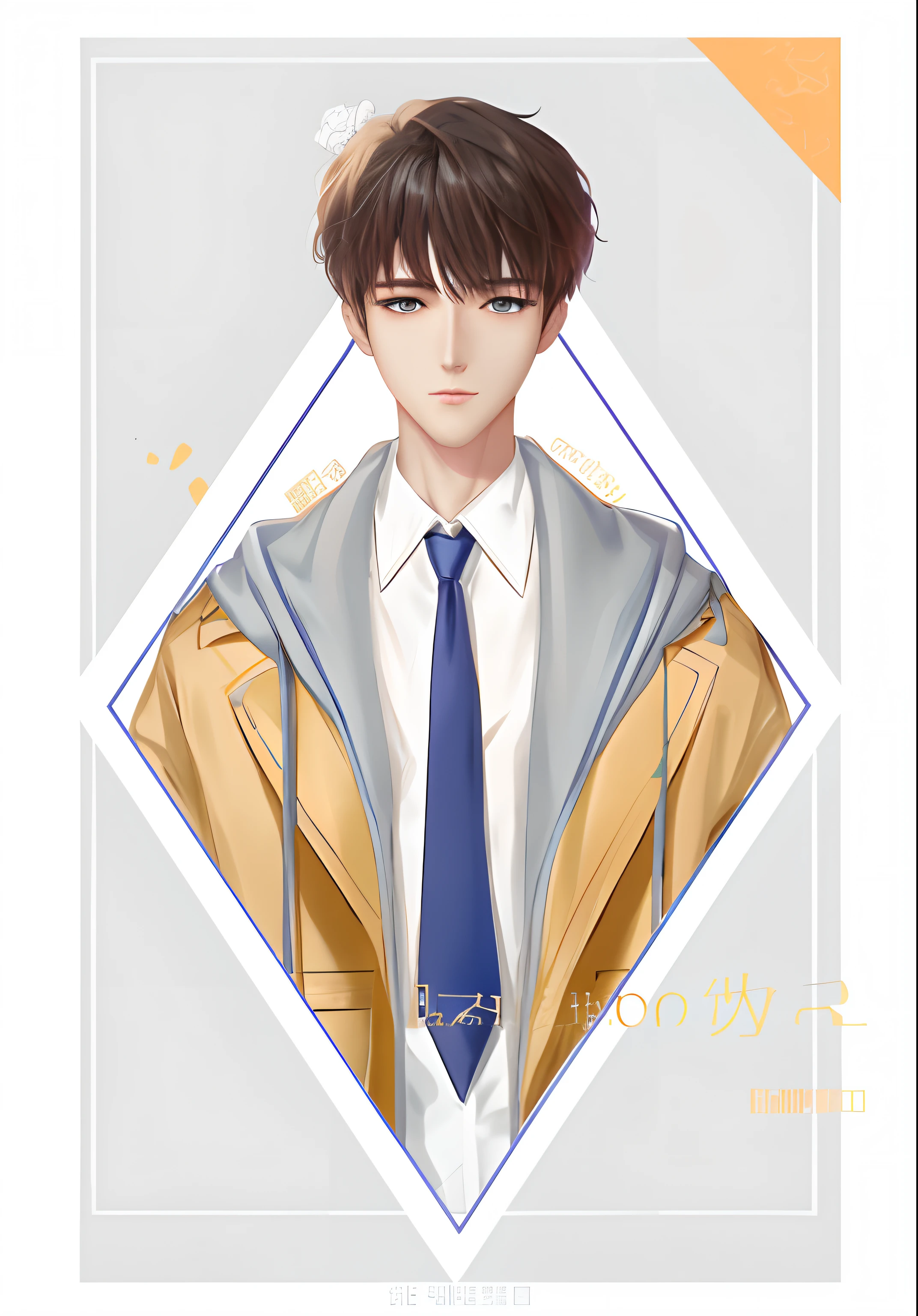 Anime characters with blue tie and white shirt, Inspired by Bian Shoumin, Digital anime illustration, Soft anime illustration, Inspired by Zhang Han, official fanart, Detailed fanart, High-quality fanart, !!Full body portrait!!, [ 4 K digital art ]!!, [ Digital art ]!!, inspired by jeonseok lee, A beautiful artwork illustration