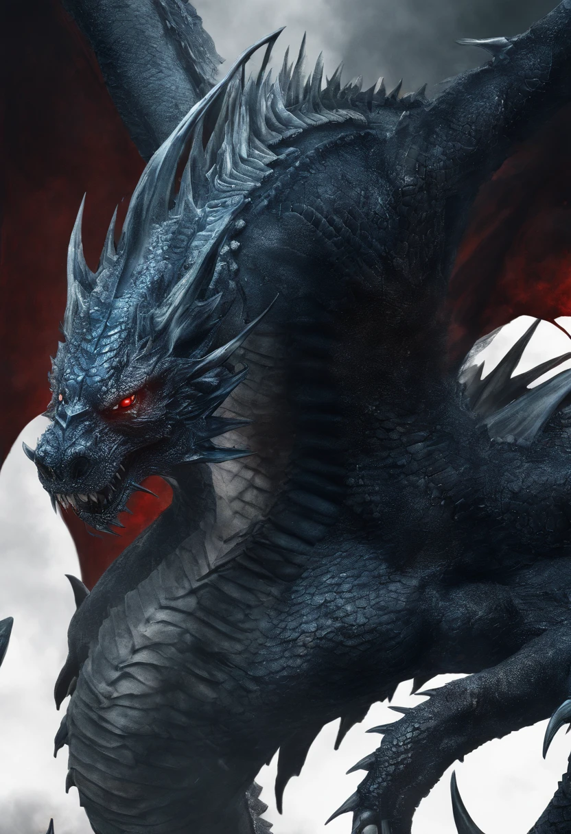 (Dragon Sky Dorado) CU (piercing red eyes),White dragon,Close-up let go (Blood and fire) Through the nose,Chest scales,high high quality,8K,Many details,Fire lettuce,Alas,4 legs,Spotted claws,golds,dangers,fires,dentes pontiagudos,big dragon,immensity,threatening,imponent,Blue scales