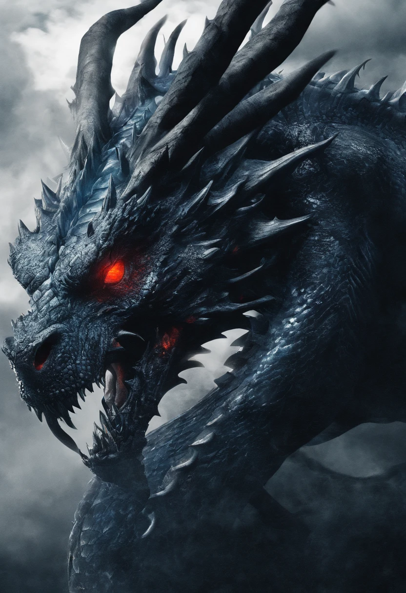 (Dragon Sky Dorado) CU (piercing red eyes),White dragon,Close-up let go (Blood and fire) Through the nose,Chest scales,high high quality,8K,Many details,Fire lettuce,Alas,4 legs,Spotted claws,golds,dangers,fires,dentes pontiagudos,big dragon,immensity,threatening,imponent,Blue scales