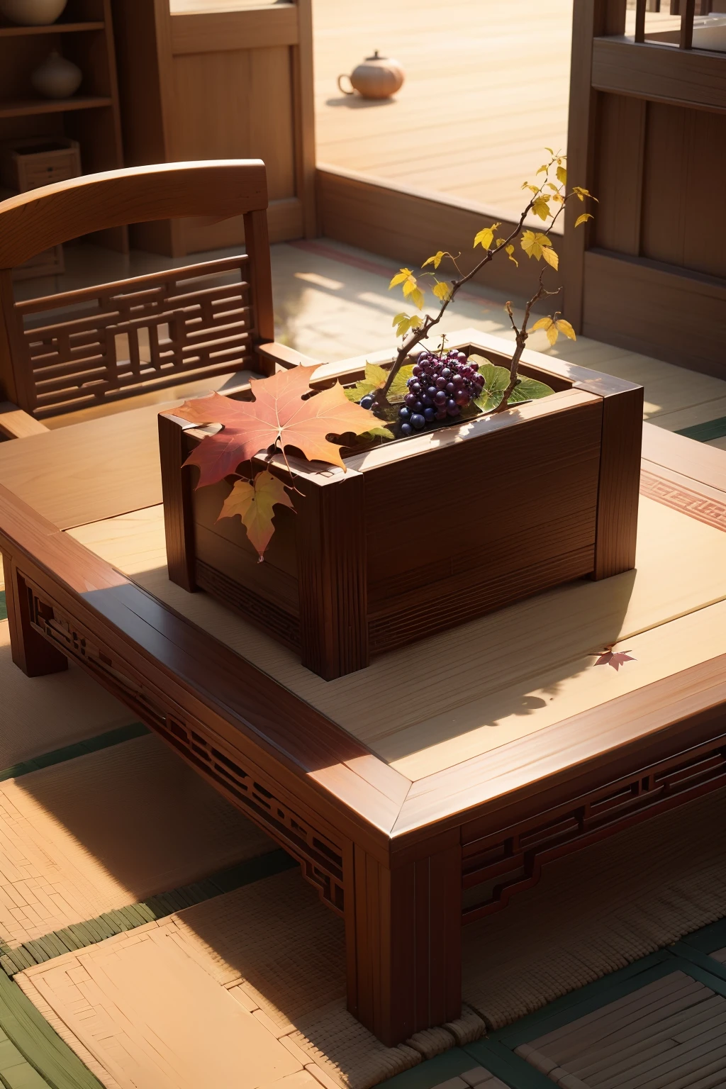 The beginning of autumn in the twenty-four solar terms,Don't show up characters,chinese style,There are grapes on the table