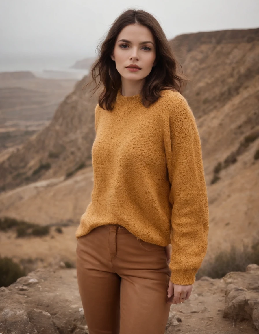 Create a sweater made of green and khaki fabric