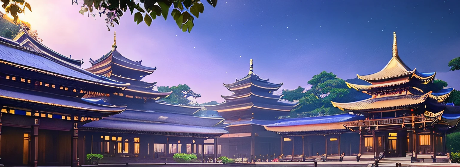 There is a building,There are a lot of lights on it, cyberpunk japanese temple, dreamy Chinese towns, japanese town, beautiful render of tang dynasty, sakura season dynamic lighting, colorful kitsune city, japanese city, Japan village, cyberpunk ancient chinese castle, beautiful anime scenes, genshin, inspired by Yoshida Hanbei, japanese temples, inspired by Tōshi Yoshida,Grandeur,EPIC,splendid