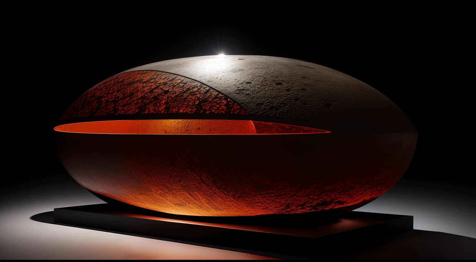 Dark opaque marble sculpture H style.r. Giger. Gigante. 8K High Resolution, realistic photograph, alto detalles, Alien, metales opacos, detalles altos de las texturas, alien scriptures. Alto contraste en las texturas, High-precision inserts and joints, black background with cold mists, Specular film lighting. biomechanics, alto contraste 8K de las texturas. Escultura perfecta, obra maestra, robusta, fuerte, oscura, film lighting, Gigante 8K fotorealista, vista perspectiva cenital y basal, fine lighting details on the surface in 16 K. Luz ambiente de un sol lejano rojo. Nave estilizada poderosa en tierra gigantezca. Niebla y humo en el ambiente, Heavy atmosphere red and orange, Alinigen sculpture, adorada, alto impacto en los detalles, Unique piece in the universe