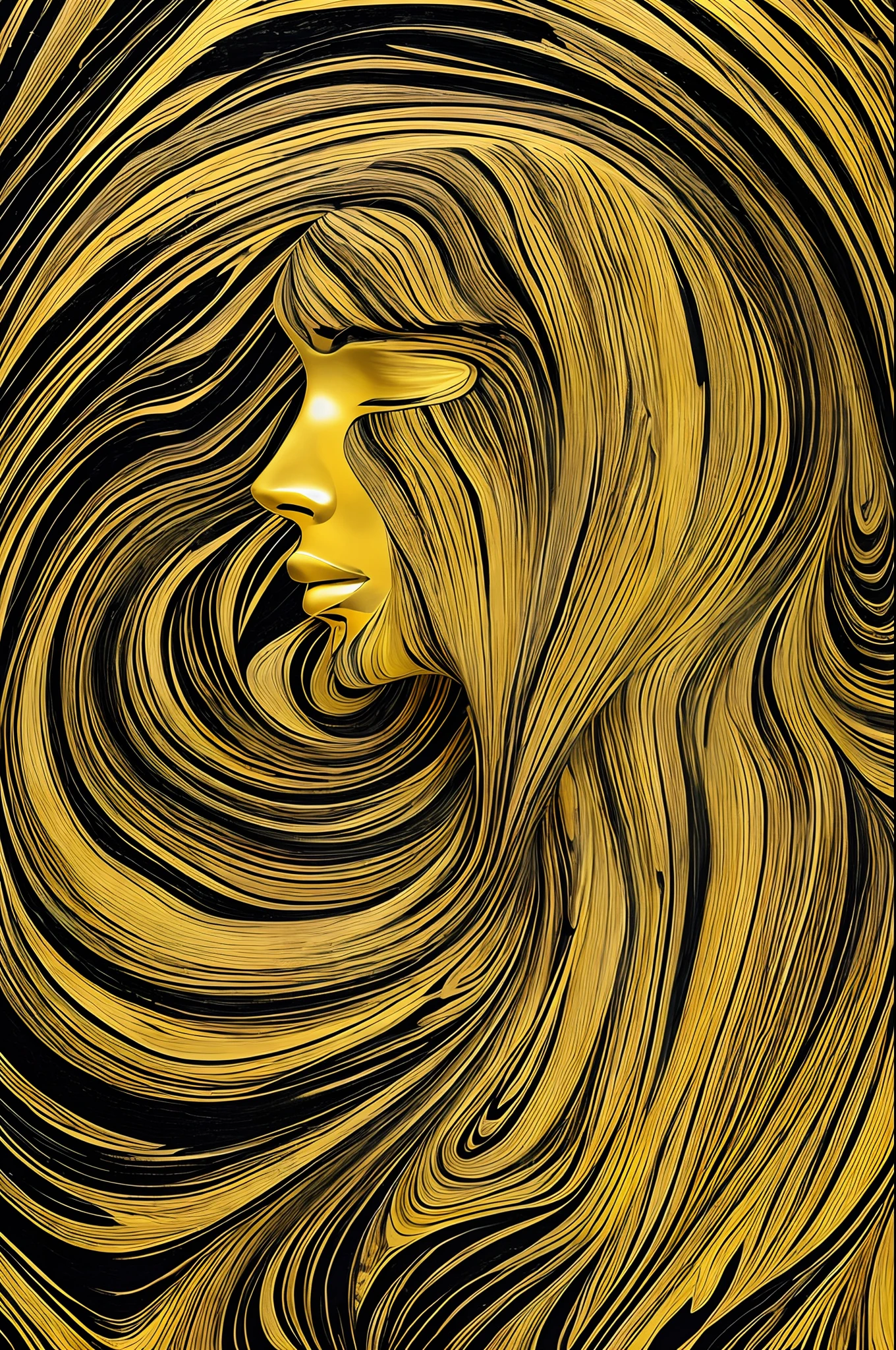 gold lines create a unique marbled pattern on a black background --auto --s2