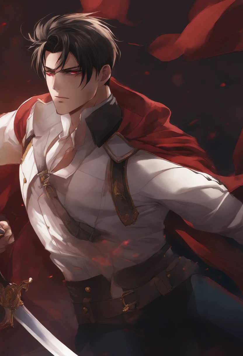 Captain Levi, anime boy, blood face,hand in swart