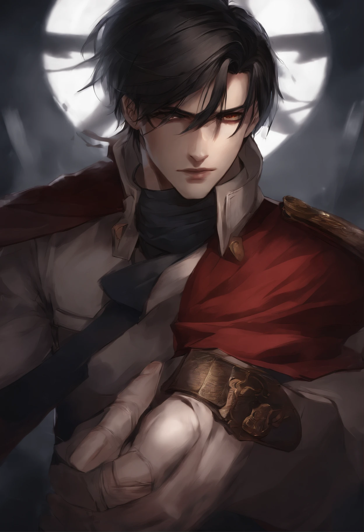 Captain Levi, anime boy, blood face,hand in swart