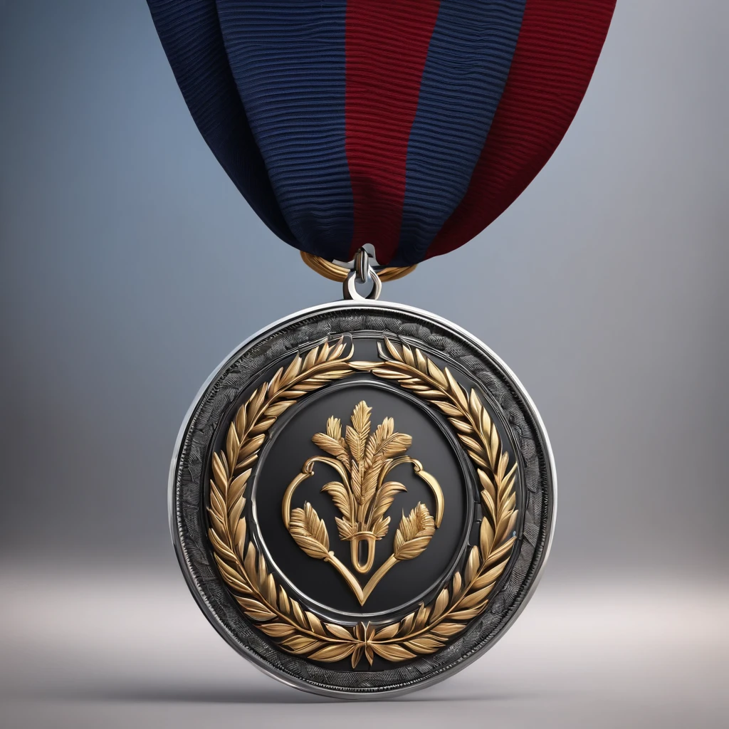 （Game achievement medallion design），Silver medal，Flat 2D effect，Ear of wheat border，The theme of the medal is forging，upscaled