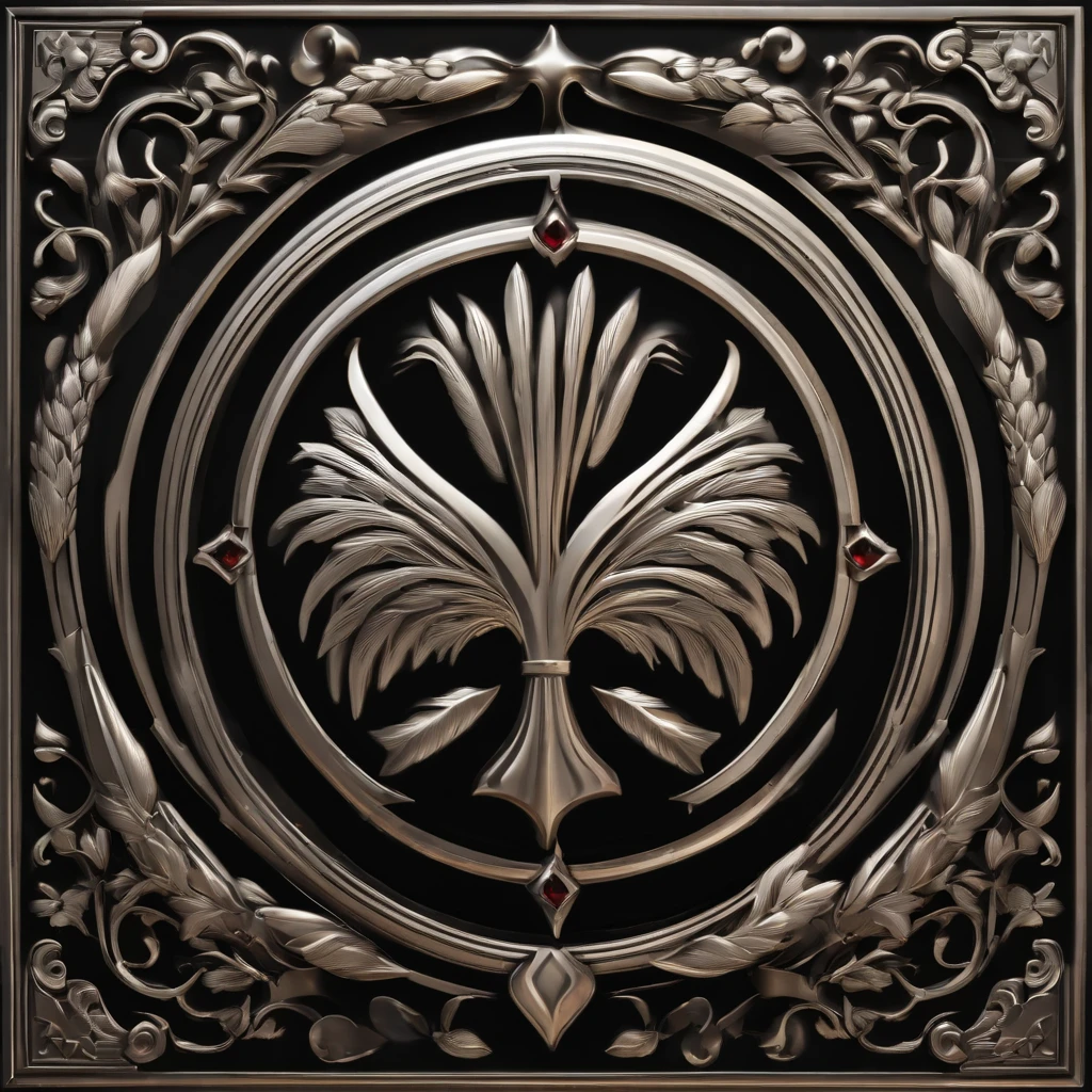 （Game achievement medallion design），Silver medal，Flat 2D effect，Ear of wheat border，The medallion theme is synthesis，upscaled