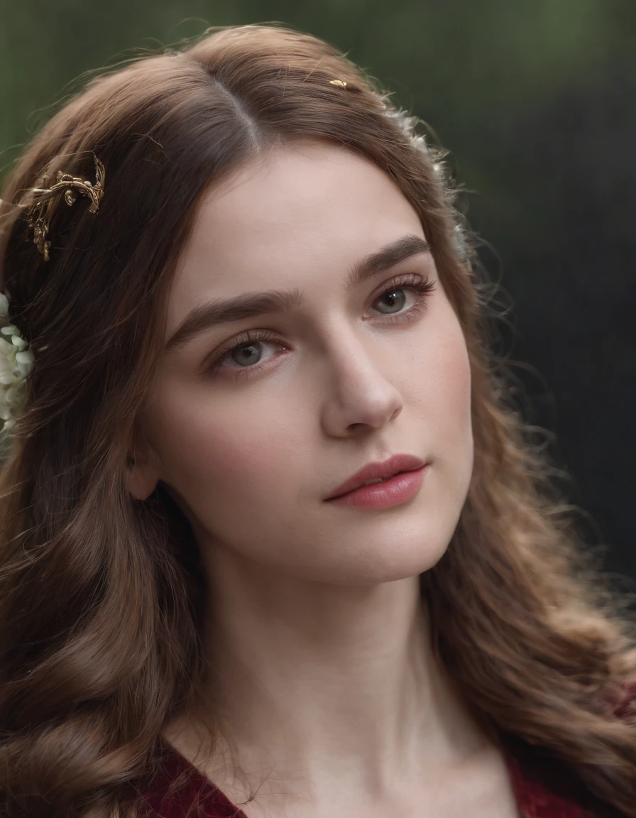 European and American court jewelry necklace, Medieval vintage fashion, HD 9:16 long-haired girls, deep dark background。