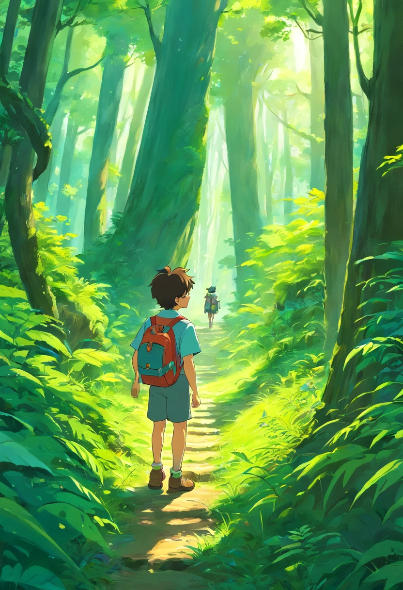 Boy exploring in the forest