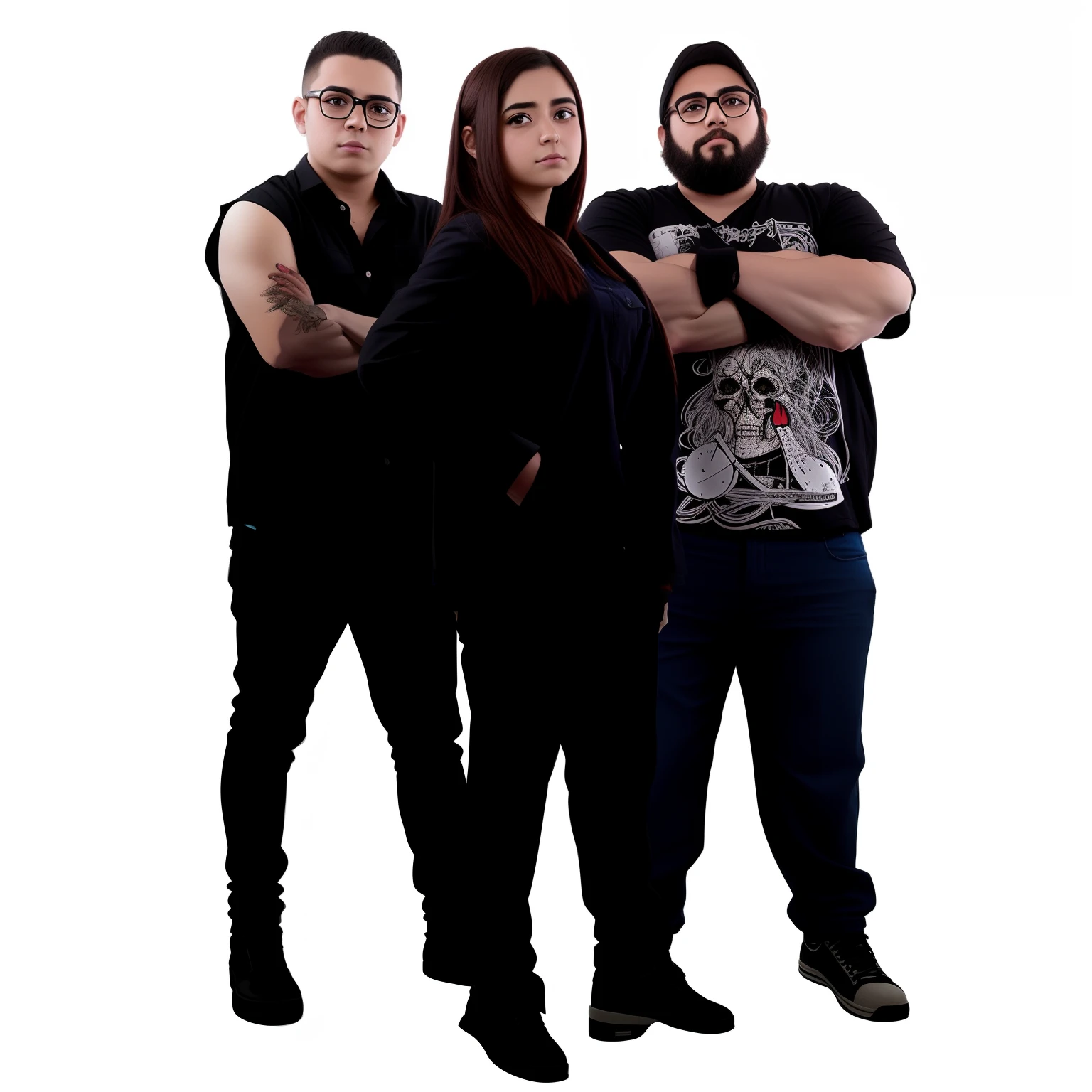 There are three people together in one photo, Foto promocional da banda, aspecto anime