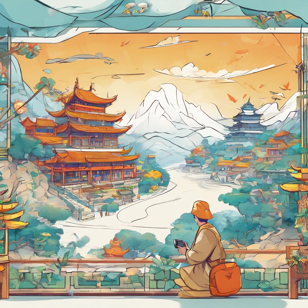 (White background:1.4),(Boy wearing virtual reality，Control drone flight，AR drawing cartoon characters，Take a picture and record it。Oriental elements)，(Chinese illustration:1.3，paper art:1.3, Quilted paper art:1.2),( reasonable design, Clear lines, High sharpness,Best quality, Very detailed, Masterpiece, movie light effect, 4K )