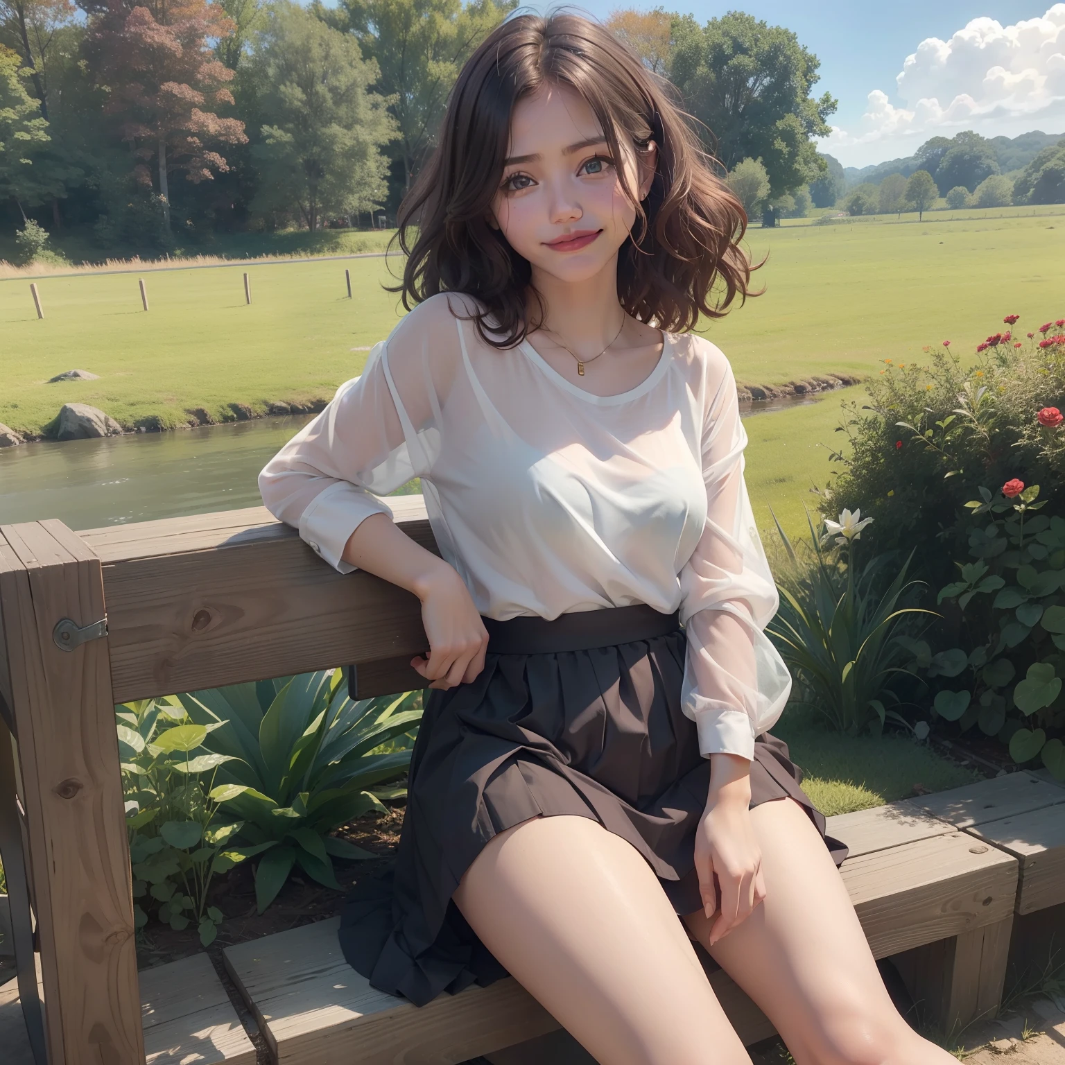Like Cameron Diaz、、Little fat girl、18year old、Bronze hair、Curly、Transparent cotton shirt、A refreshing smile、Autumn landscape、Hair illuminated by the sun、Little fat woman、skirt by the、hightquality、校服、tanned face、tiny chest、Underwear is visible from the skirt、A sexy、Sheer、 appearance、see -through、drooing eyes、sulky face、Best Quality, full-face blush. pantie shot, pov feet, Barefoot, Open your clothes. pile-driver. (thighs thighs thighs thighs).(Open your clothes)