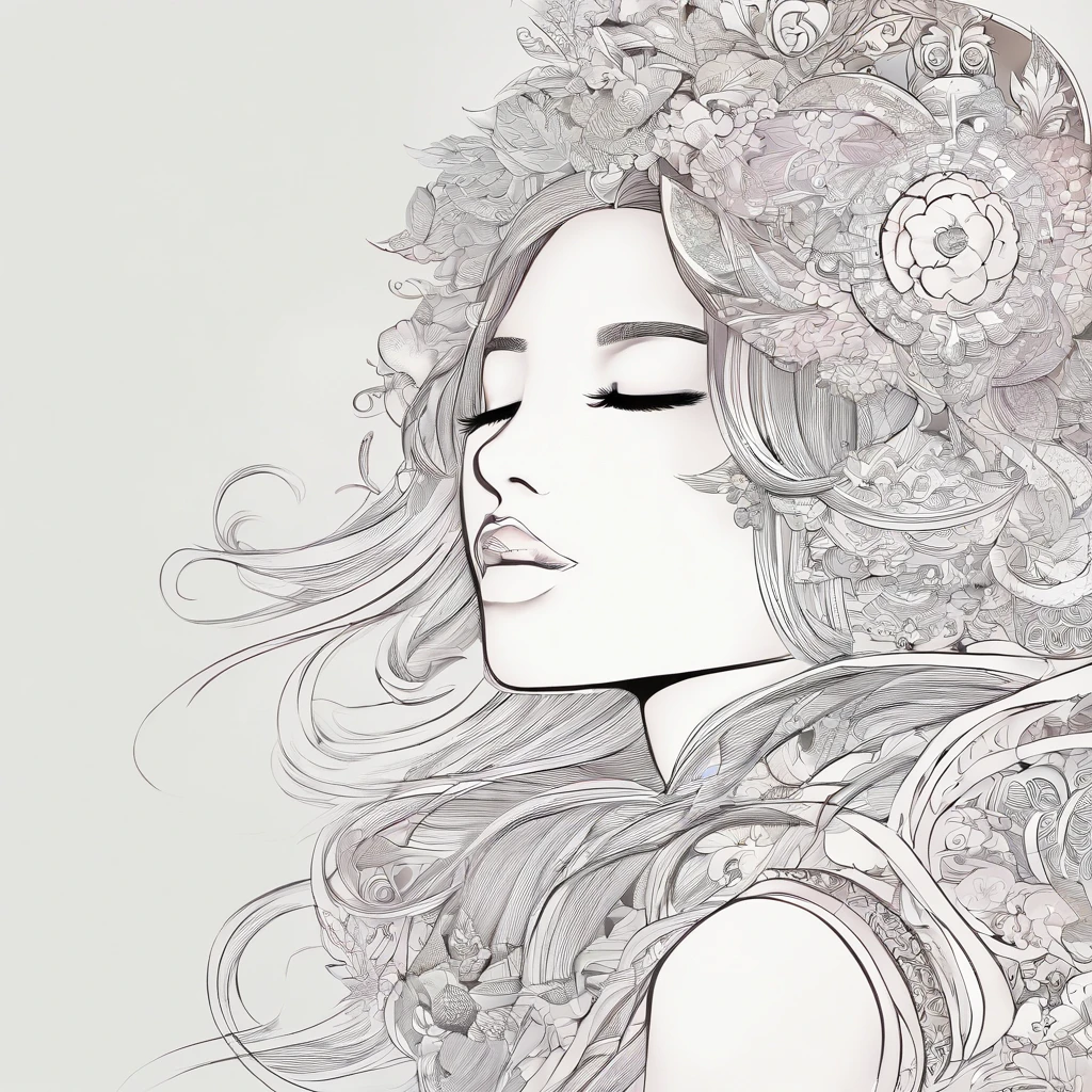 (White background:1.4),(Silhouette of a girl's head, Eyes closed, colorfull long hair, Oriental elements),(Chinese illustration:1.3,paper art:1.3, Quilted paper art:1.2),( reasonable design, Clear lines, High sharpness,Best quality, Very detailed, Masterpiece, movie light effect, 4K )