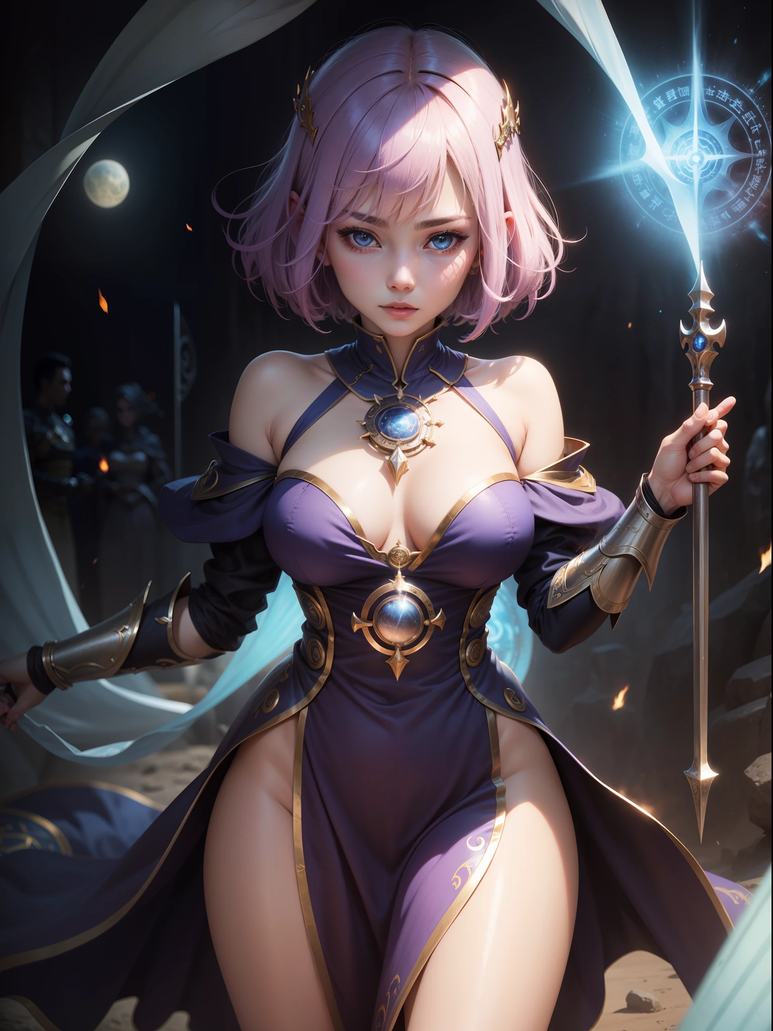 Sex Wizard、Beautie、short-hair、 are visible、The areol、teats、natta、Mystical Magic Circle、battle field、sacrifice、Detained