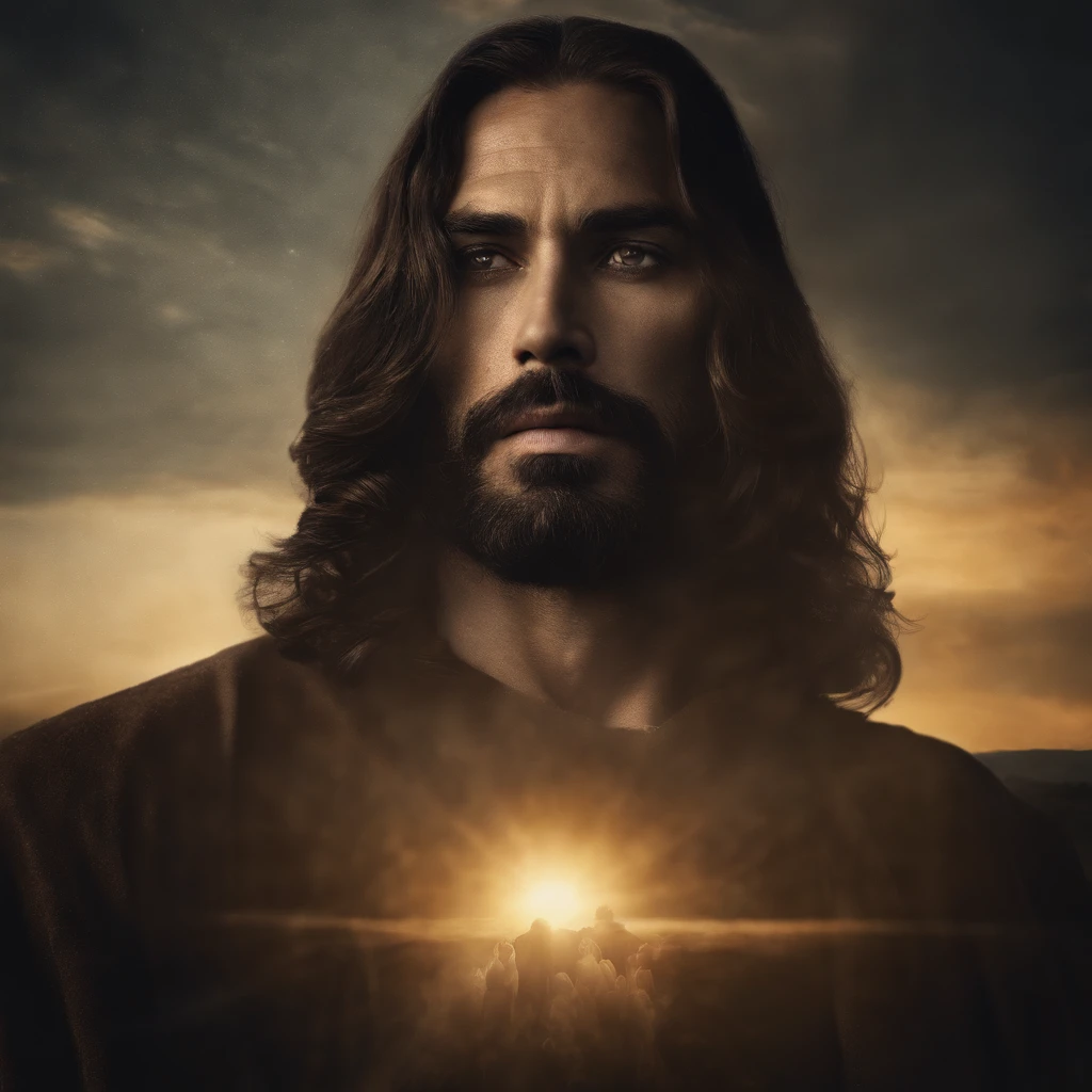 Por favor, create a high-definition image of Jesus Christ in a serene and inspiring environment, where He radiates love and compassion. A imagem deve capturar Sua bondade e divindade, ele deve estar com uma coroa de espinhos e com os olhos em lagrimas, com cores suaves e uma atmosfera de paz. Make sure the image is detailed and suitable for large-format printing.