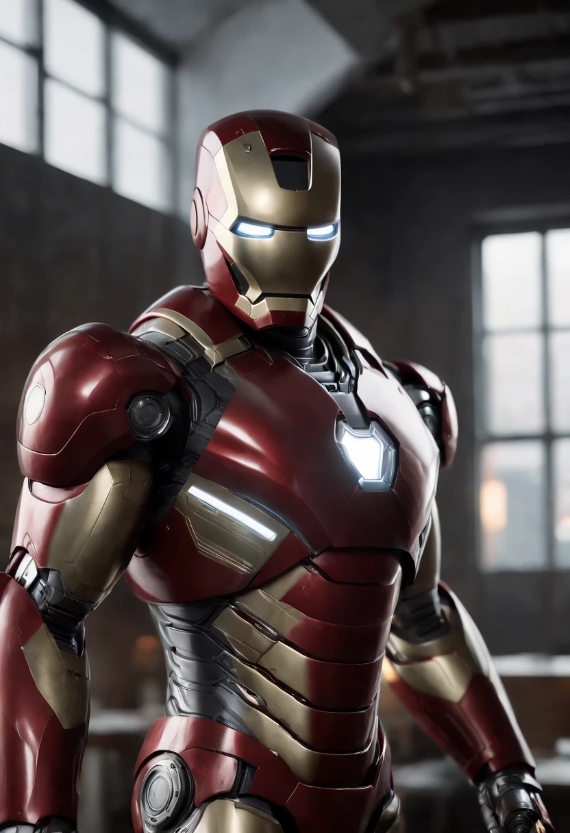 Marvel's grim portrait of Iron Man with intricate angular cybernetic implants inside a brutalist building, cocina futurista, cyberpunk, Foto premiada, Neon lights, cybernetic limb, cuerpo entero, Holding an empty plate, obra maestra, UHD, 32K, ultrarrealista, HQ 4K, Renderizado en Unreal Engine 4K HQ, Renderizado en Unreal Engine 4K HQ, Arte conceptual 4K e hiperrealismo, Renderizado 4K detallado, Ironman, ArtStation 4K, Renderizado 4K de alto detalle, Tendencias 4K en la sede de ArtStation, Extremadamente fotorrealista