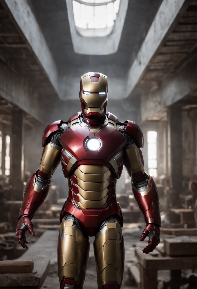 Marvel's grim portrait of Iron Man with intricate angular cybernetic implants inside a brutalist building, cocina futurista, cyberpunk, Foto premiada, Neon lights, cybernetic limb, cuerpo entero, Holding an empty plate, obra maestra, UHD, 32K, ultrarrealista, HQ 4K, Renderizado en Unreal Engine 4K HQ, Renderizado en Unreal Engine 4K HQ, Arte conceptual 4K e hiperrealismo, Renderizado 4K detallado, Ironman, ArtStation 4K, Renderizado 4K de alto detalle, Tendencias 4K en la sede de ArtStation, Extremadamente fotorrealista