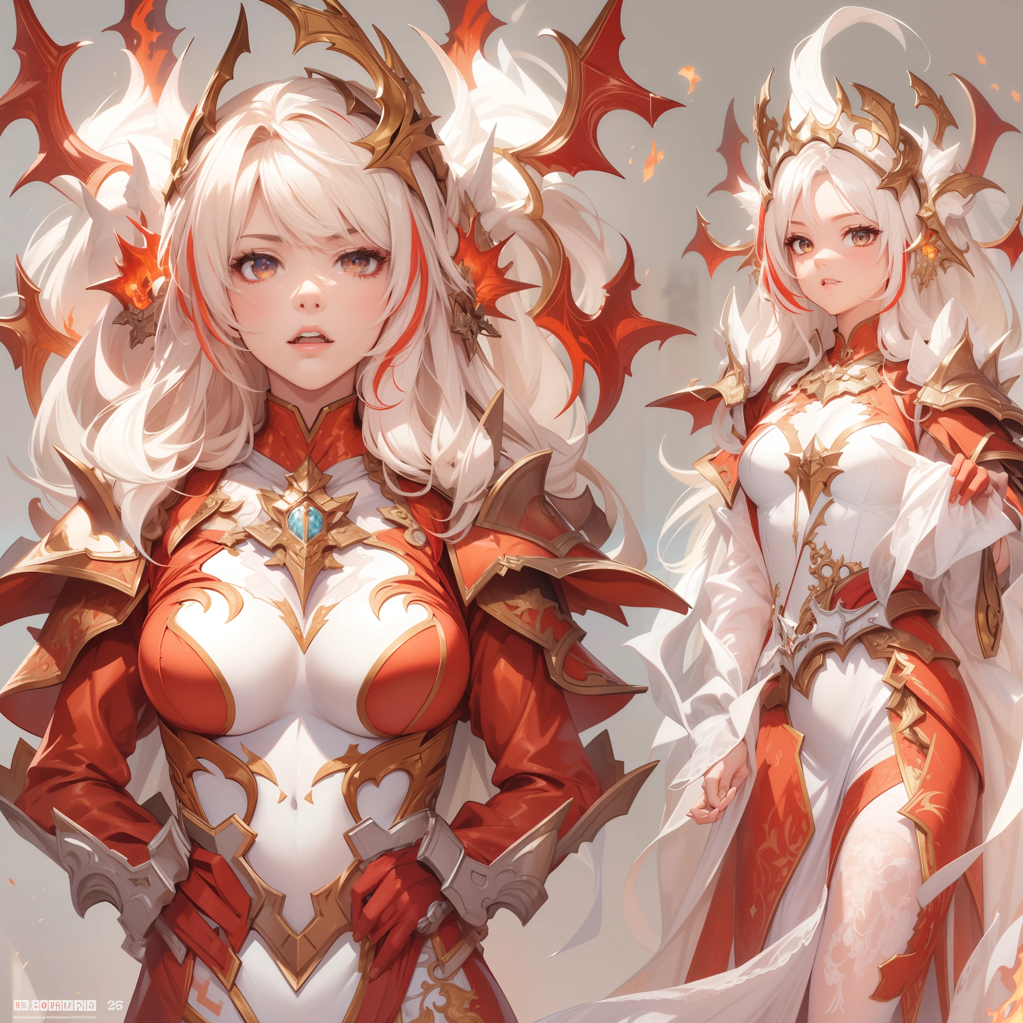 ((Masterpiece, Highest quality)), Detailed face, CharacterDesignSheet, full bodyesbian, Full of details, Multiple poses and expressions, Highly detailed, Depth, beuaty girl,summoning,Red and yellow,estilo fantasia,lacepantyhose,Extremely beautiful,High Balance, Natural light,Star decoration