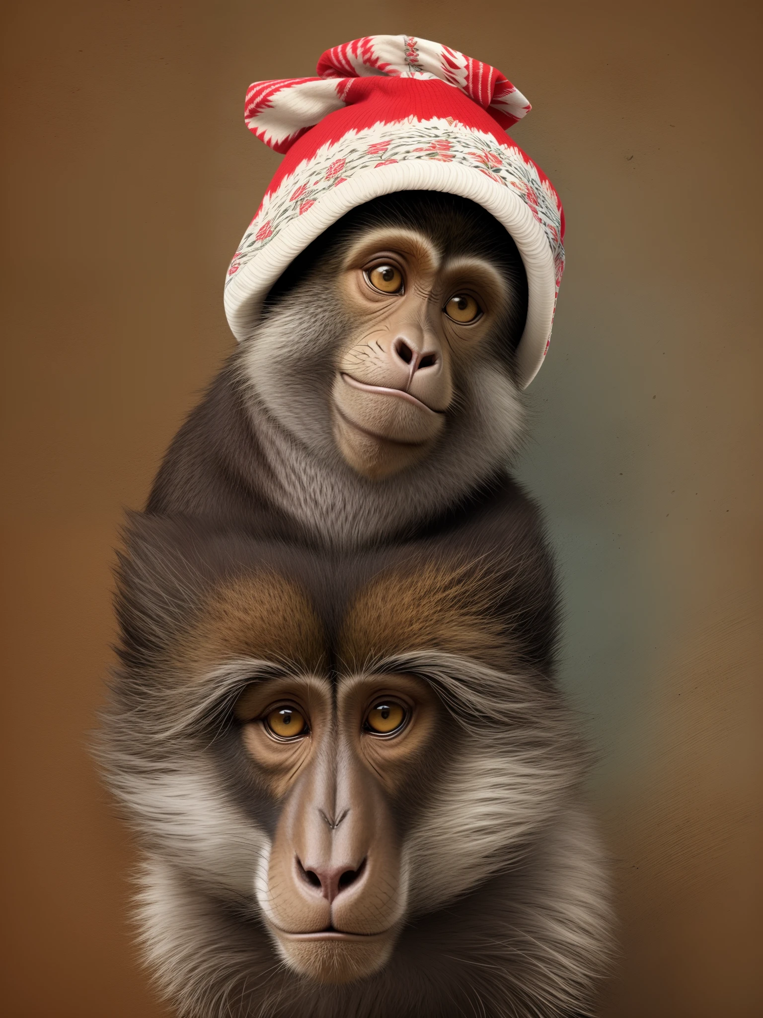 um macaco com roupa Estio hip hop macaco estilo hip hip, bonnet, watch, Cord image for 8K stamping --auto --s2
