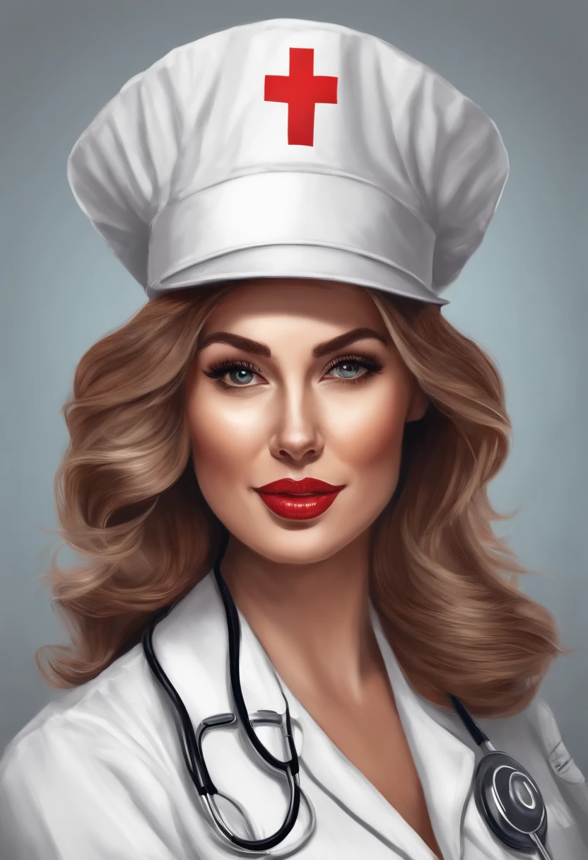 nurse hat，medical illustration，Medical supplies，Highly detailed illustration, Red Cross art illustration,Sketch illustration，Nurse hat，nurse hat，Sketch style