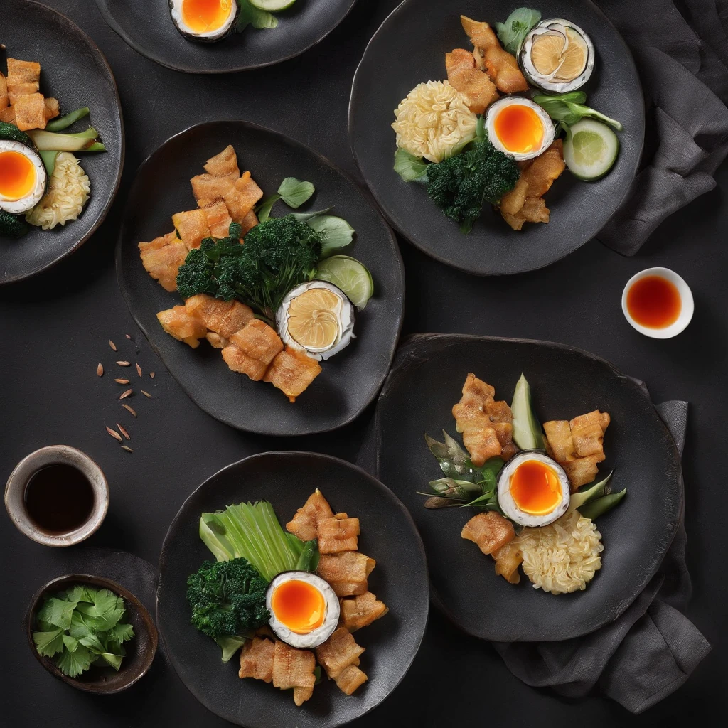 Comida japonesa , cinemactic, fotografia profissional, studio illumination, studio background, advertising photography, detalhes intrincados, hiper-detalhado, ultra realista, 8K UHD