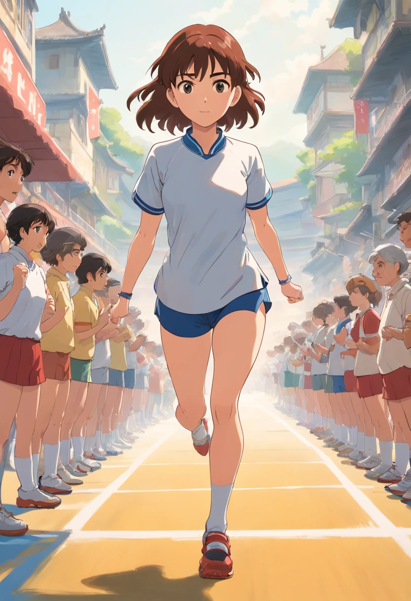 A woman stands on the starting line of a race, ready to sprint. Her body language showcases a potent execution force, ready to put into action.
