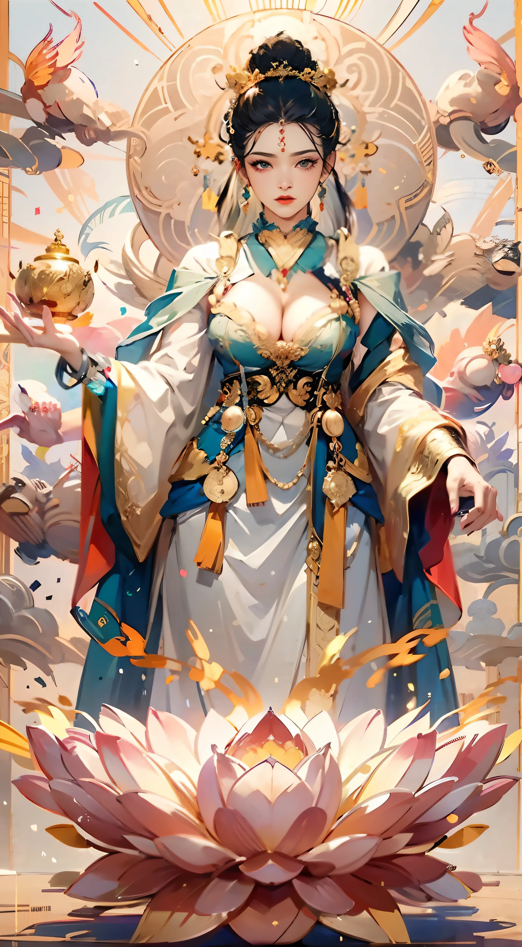 best quality,ultra-detailed,photorealistic:1.37,huge breasts,(voluptuous:1.1) breasts,exposed flesh,large bosom,busty,(fleshy:1.1) curves,sensual figure,(alluring:1.1) charm,(seductive:1.1) gaze,(lush:1.1) red lips,(provocative:1.1) pose,(tempting:1.1) beauty,glamorous,(sexy:1.1) lingerie,romantic lighting,vivid colors,accentuated cleavage,(desirable:1.1) silhouette,subtle shadows,soft focus