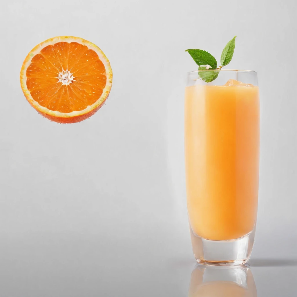 Suco de laranja , cinemactic, fotografia profissional, studio illumination, studio background, advertising photography, detalhes intrincados, hiper-detalhado, Ultra realista, 8k UHD