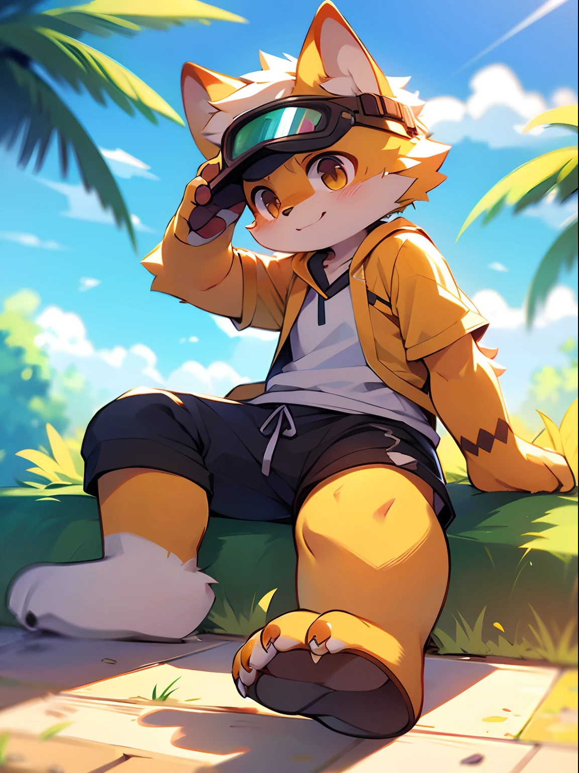 author:Jrjresq, author:Kirito, mammal, Furry, Male, Solo, wears, visor, Summer,