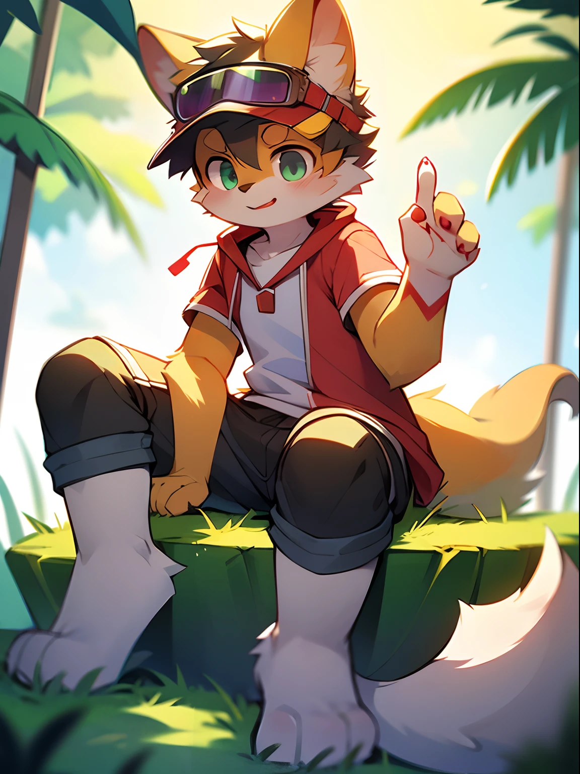 author：Jrjresq, author：Kirito, mammal, Furry, Male, Solo, wears, visor, Summer,