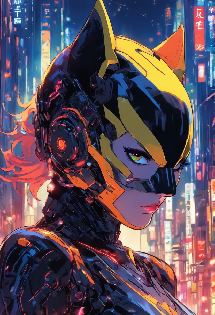 furutisitc catwoman mecha robot wearing minimalist Angular Mecha mask --niji 5