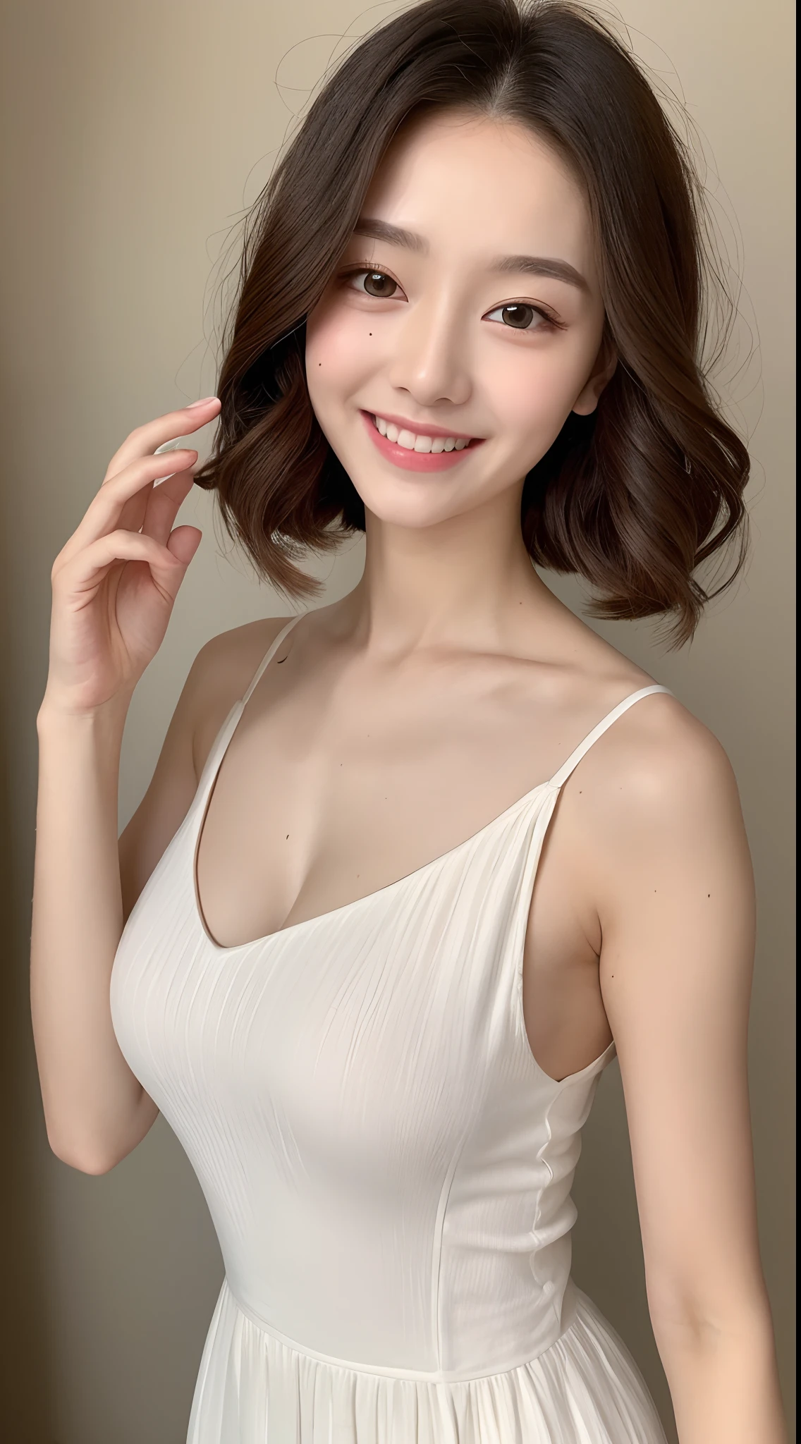 ((Best Quality, 8K, Masterpiece: 1.3)), 1girl, Slim Abs Beauty: 1.3, (Hairstyle Casual, Big Breasts: 1.2), Dress: 1.1, Super Fine Face, Delicate Eyes, Double Eyelids, Smile, Home