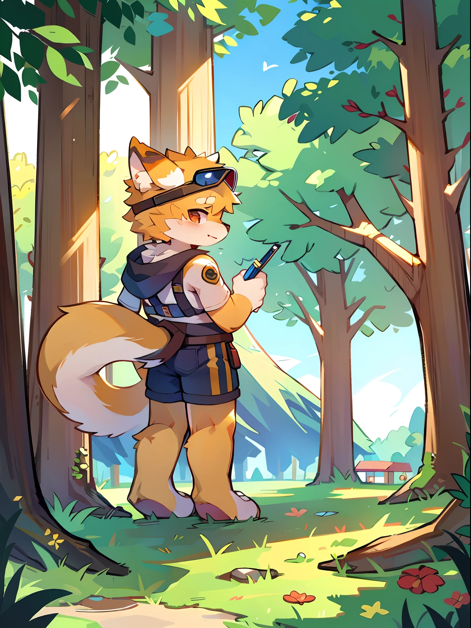 mammal, Furry, The male, ((独奏)), , visor, 夏天,