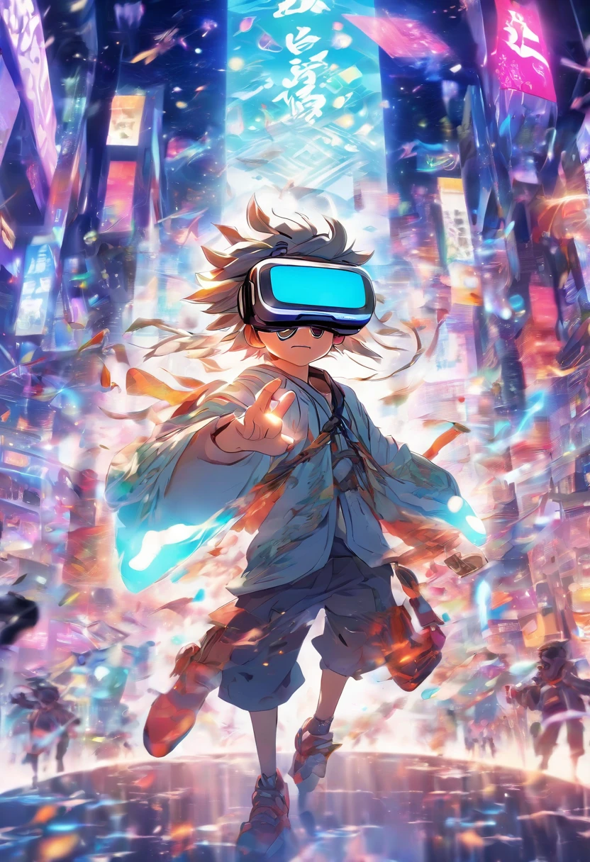 (White background:1.4),(Boy wearing virtual reality,Control drone flight,AR drawing cartoon characters,Take a picture and record it。Oriental elements),(Chinese illustration:1.3,),( reasonable design, Clear lines, High sharpness,Best quality, Very detailed, Masterpiece, movie light effect, 4K )