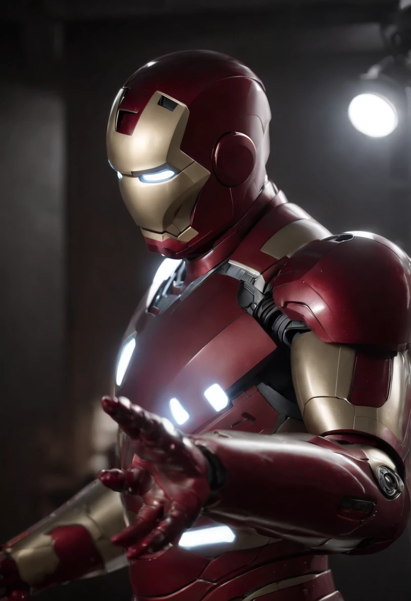 Iron man soaked in blood