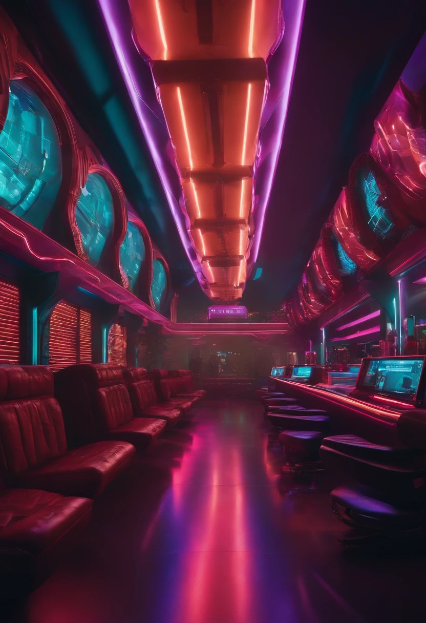 clube de strip, cenario futurista, Cyberpunk, 8k