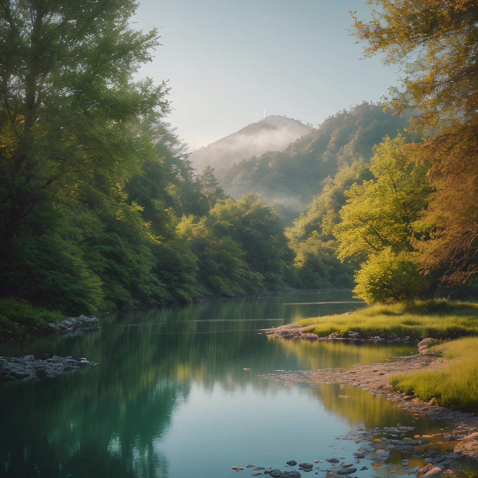 masterpiece, best quality, high quality,extremely detailed CG unity 8k wallpaper, A tranquil and peaceful scene, featuring a serene lake nestled among rolling hills and surrounded by a verdant forest, with a misty morning fog that adds an air of mystery and enchantment, artstation, digital art, intricate, trending, muted colors, artstation, digital illustration, intricate, trending, pastel colors, oil paiting, award winning photography, Bokeh, Depth of Field, HDR, bloom, Chromatic Aberration ,Photorealistic,extremely detailed, trending on artstation, trending on CGsociety, Intricate, High Detail, dramatic, art by midjourney