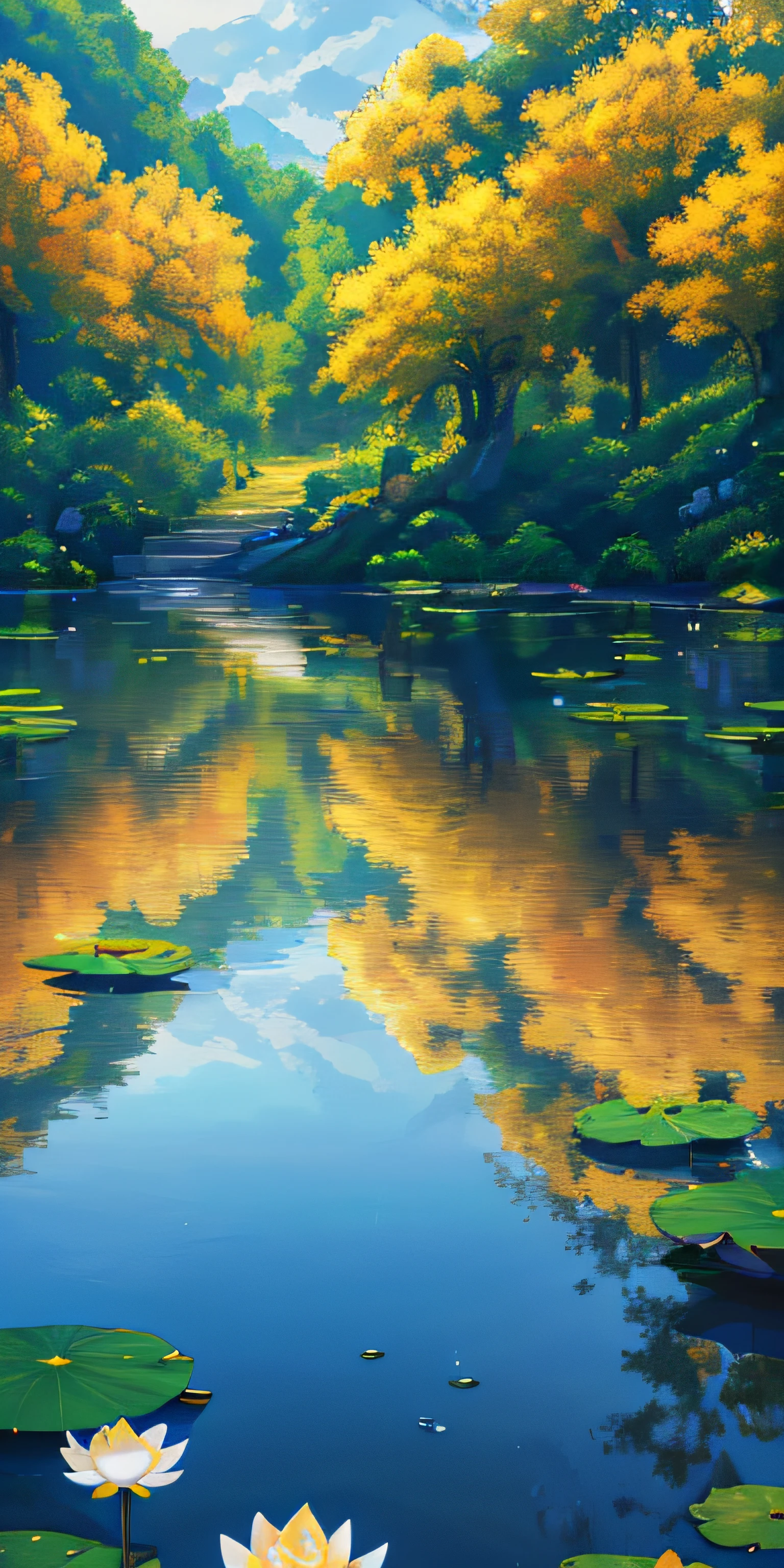 tmasterpiece,best qualtiy,(Very detailed CG unity 8k wallpaper)(best qualtiy),(Most Best Illustration),(best shadow)Nature',Beautiful landscaped gardens,Bright lotus flowers,Water droplets slip on the lotus leaf tracking,ultra-detailliert --v6