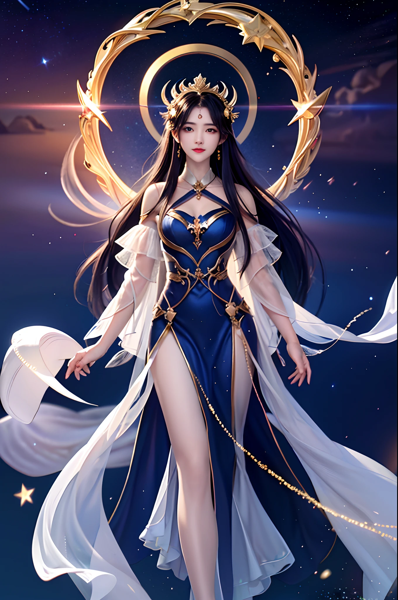 anime - style image of a woman in a white dress with long hair, full body xianxia, goddess. extremely high detail, trending on cgstation, irelia from league of legends, beautiful celestial mage, 8k high quality detailed art, irelia, astral witch clothes, highly detailed exquisite fanart, smooth anime cg art, extremely detailed goddess shot