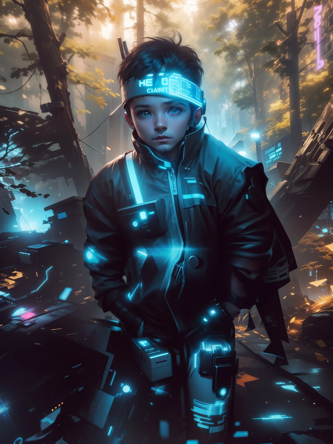 Change background cyber punk handsome baby , realistic face, 8k ultra realistic world handsome baby