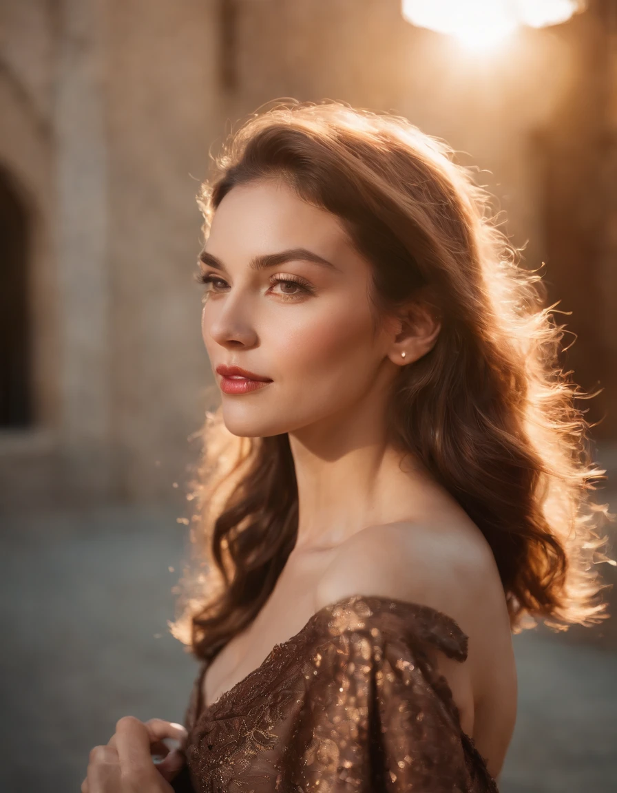 NurLens,photography,1girl,beautiful girl,cowboy shot,(dynamic dancing posture:1.4),Colorful Medium Format Film,Prime Portrait Lens,sunset,Golden Hour,Documentary Portraiture,Elegance,Serenity,Captivating,Classic,Empowerment,Grace,Contemplation,Elegant,Classical Beauty,Timelessness,(WORLD PRESS PHOTO),(Mario Testino),and the girl in the twilight is like a character who has stepped out of an old movie screen,The sunshine casts soft shadows on her profile,framing a mysterious visage,This sunshine effect adds a retro vibe to the picture,natural skin texture,24mm,4k textures,soft cinematic light,adobe lightroom,photolab,hdr,intricate,elegant,highly detailed,sharp focus,((((cinematic look)))),soothing tones,insane details,intricate details,hyperdetailed,soft cinematic light,exposure blend,hdr,lotus,upper body
