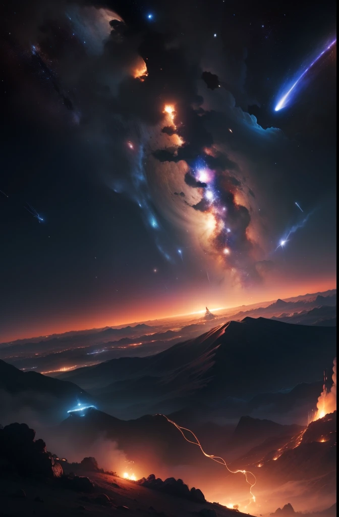 8k,War of the Worlds、spaceships、Milky Way