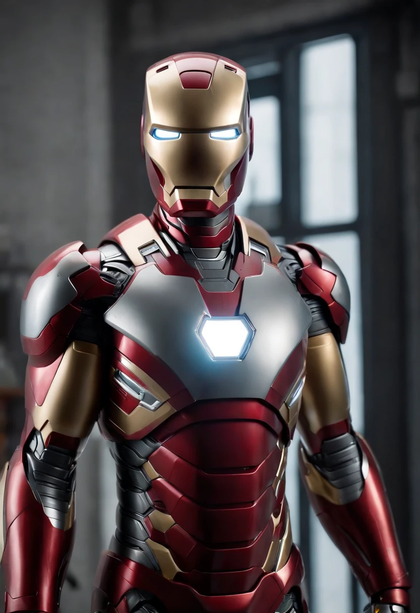 Marvel's somber half-length portrait of Iron Man behind a stainless steel table, with intricate angular cybernetic implants within a futuristic kitchen, cyberpunk, Foto premiada, Neon lights, cybernetic limb, obra maestra, UHD, 32K, ultrarrealista, HQ 4K, Renderizado en Unreal Engine 4K HQ, Renderizado en Unreal Engine 4K HQ, Arte conceptual 4K e hiperrealismo, Renderizado 4K detallado, Ironman, ArtStation 4K, Renderizado 4K de alto detalle, Tendencias 4K en la sede de ArtStation, Extremadamente fotorrealista