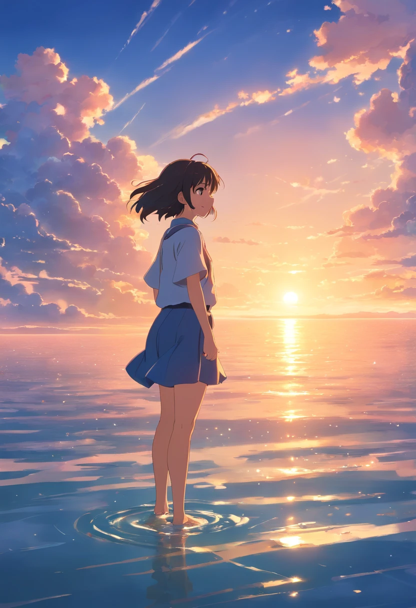 masterpiece、top-quality、Movie stills、man,floating in sky、a closeup、发光、happiness、Warm soft lighting、the setting sun、(Spark:0.7)