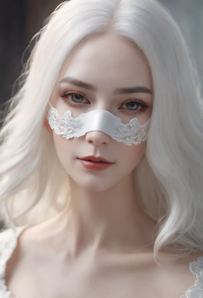 a close up of a woman with white hair and a white mask, beautiful character painting, guweiz, artwork in the style of guweiz, white haired deity, by Yang J, epic exquisite character art, stunning character art, by Fan Qi, by Wuzhun Shifan, guweiz on pixiv artstation