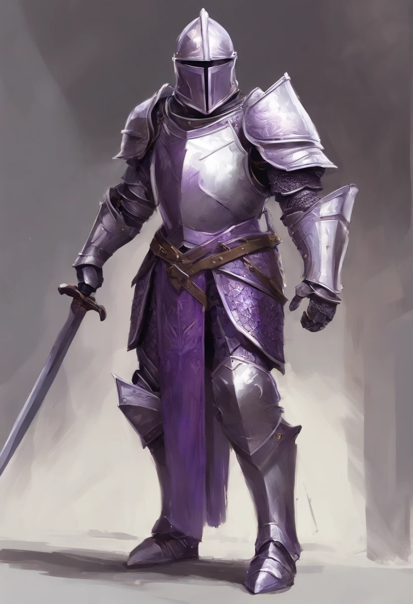 a drawing of a knight with a sword and shield in his hand, white and purple armor, warforged, knight, concept art of a warrior,fallen knight, wielding a sword and shield, armour merging with body, heavily armored, armored knight,Approaching perfection, Dynamic, Highly detailed, Smooth, Sharp Focus, 8K, hight resolution, Illustration, art by carne griffiths and wadim kashin, White background